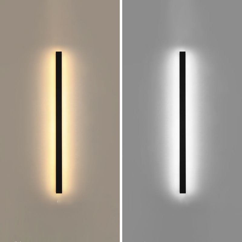 Metal Linear Shade Metal Wall Lights Modern 1 Head Wall Mount Fixture in Black
