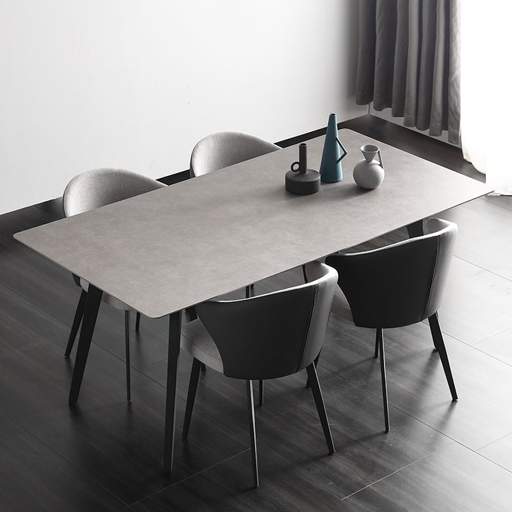 Industrial Sintered Stone Grey Table for Restaurant Rectangle Dining Table with 4 Legs
