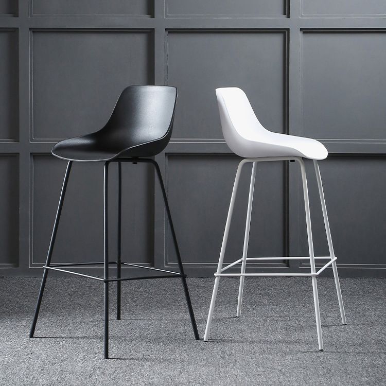 Nordic Plastic Bar Stool Low Back Counter Bar Stool with Metal Legs for Home