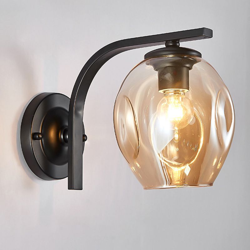 Iron & Glass 1 - Light Wall Sconce in Black / Gold Modernism Wall Lighting Fixture