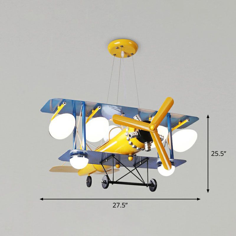 Forme de jet Child Room Chandelier Pendant Light Metallic Cartoon Cartoon LED Plafond Light en jaune