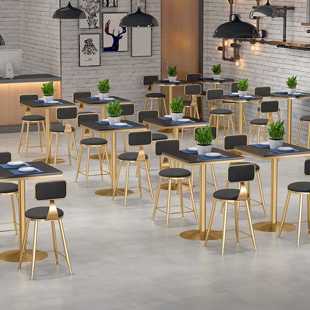 Upholstered Dining Chairs Round Armless Chairs with Metal Base