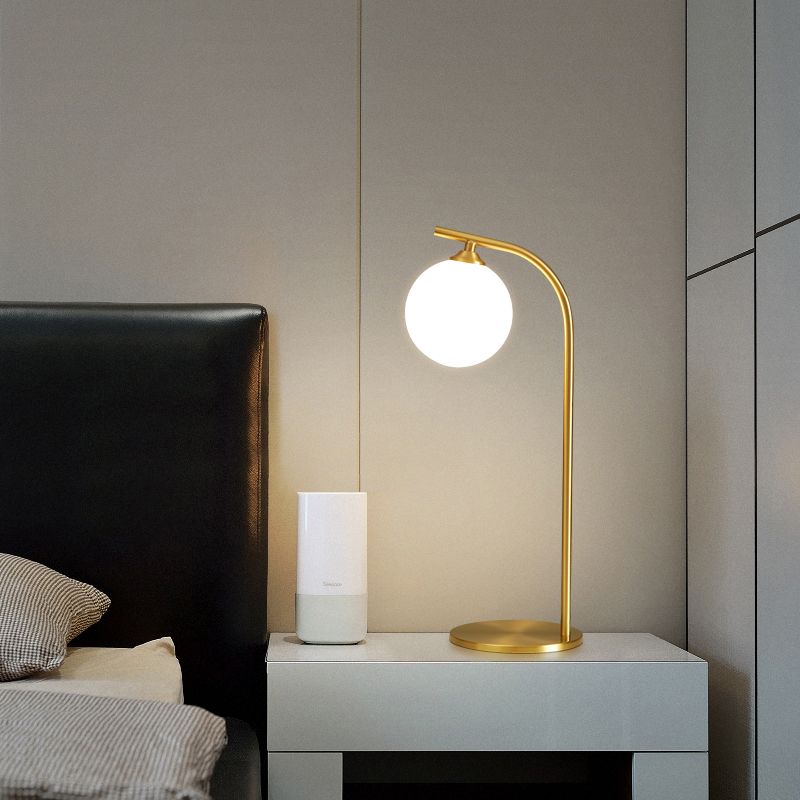 Bend Metallic Nightstand Lamp Postmodern Brass LED Table Lighting for Living Room