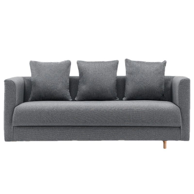 Contemporary Sofa with 3 Pillows Standard Square Arm Stationary Sofa