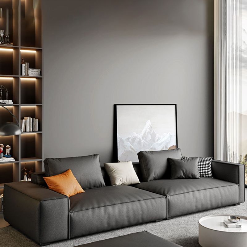 Faux Leder Square Arm Standard -Sofa mit Stirnkissen, fleckbeständiger