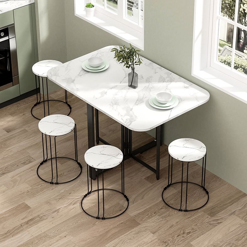Contemporary Style Traditional Height Dining Set with Foldable Table and Trestle Base
