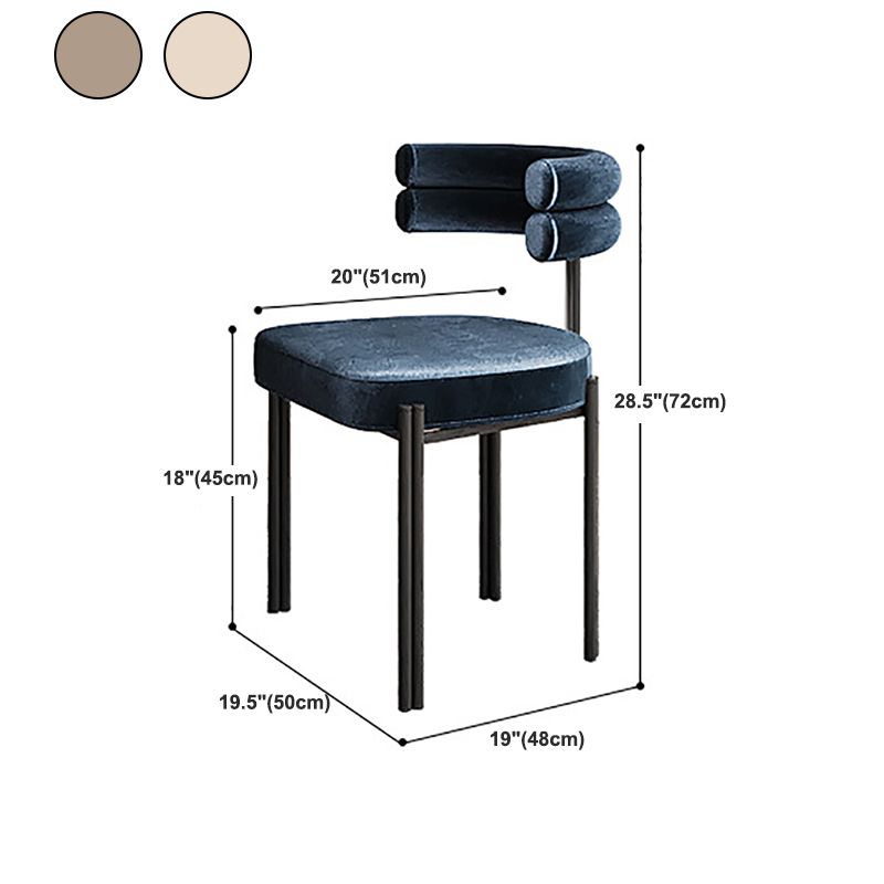 Industrial Velvet Dining Room Chair Open Back Dining Side Chair for Restaurant Use