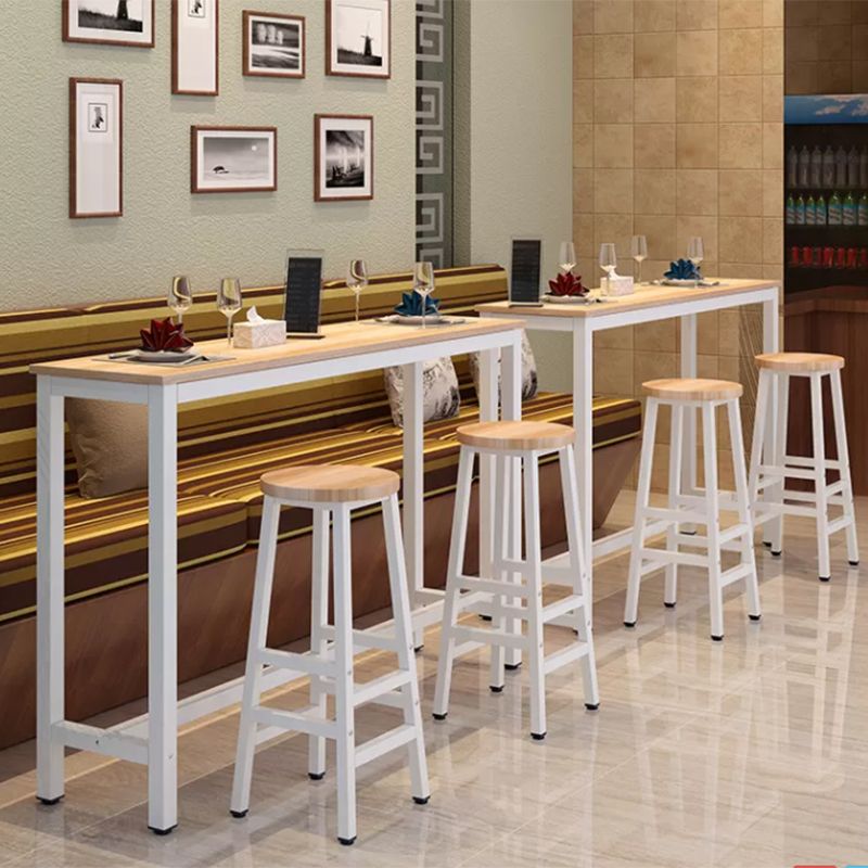 Rectangle Bar Table Set 1/4 Pieces Natural Colour Wood Counter Table