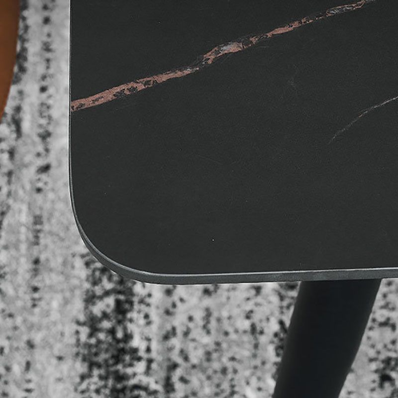 Stone Top Dining Table Industrial Rectangle Table with 4 Legs