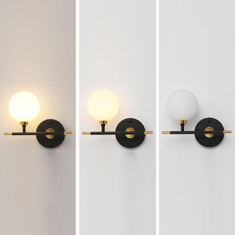 Schlafzimmer einfache Leuchtenleuchten Metall 1 Blub weiße Glaswandmontage Beleuchtung