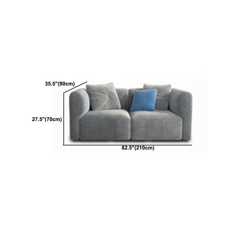 Gray Velvet Sofa with Chaise 68.9 " D Square Arm Sofa with Pillows