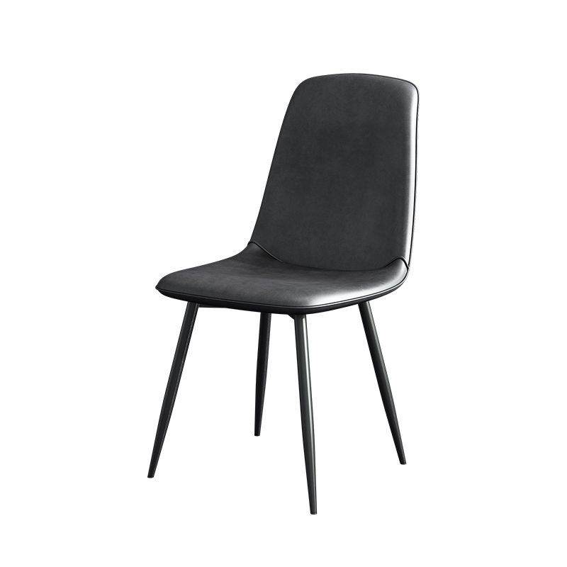 Silla lateral de comedor de metal contemporáneo, silla individual con respaldo sólido sin brazos