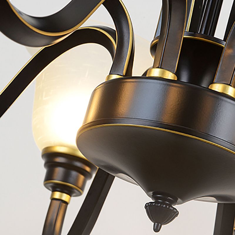 Modern Pendent Light Glass Chandeliers in Black and Gold for Dining Room