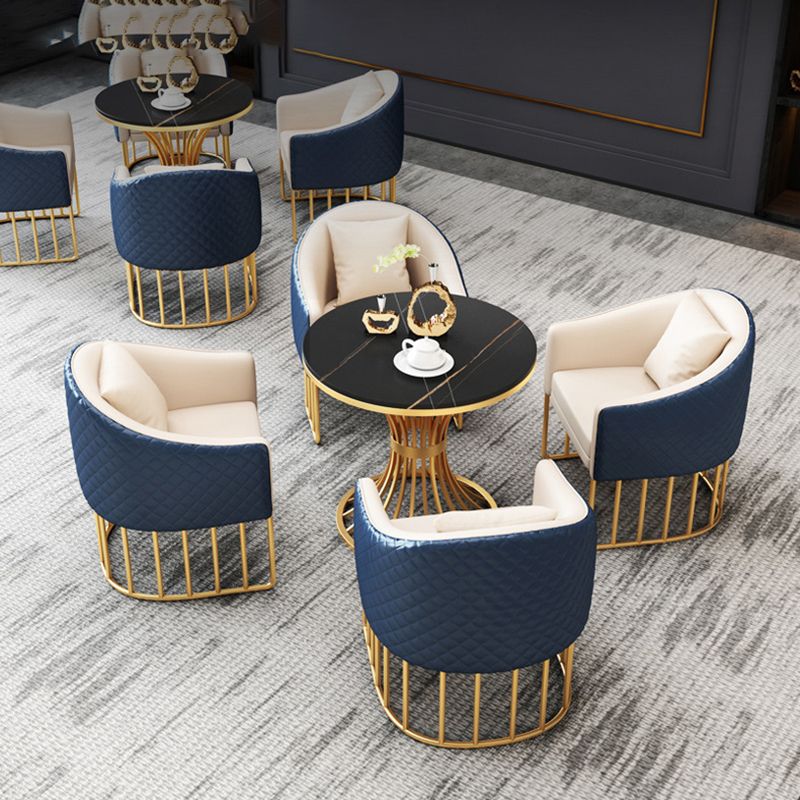 Metal Traditional Luxury Round Table Sintered Stone Table with Pedestal