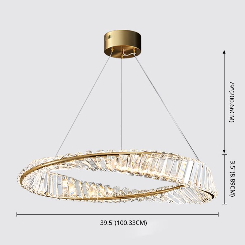 Crystal Gold Pendant Light Circle Contemporary LED Ceiling Light for Living Room