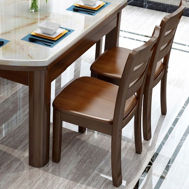 Modern Marble Rectangle Shape Dining Furniture 4 Wood Legs Table Formal for Dining Room Furniture