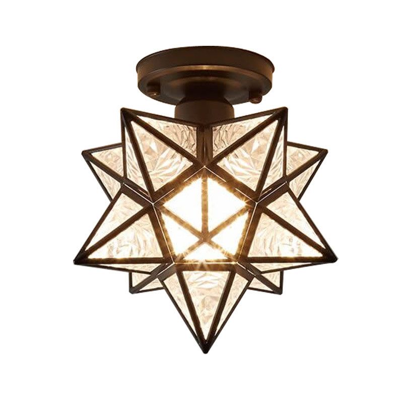 Star Semi-Flush Ceiling Light Traditional Plastic Ceiling Mount Chandelier for Bedroom