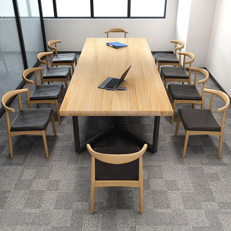 Metal Industrial Rectangle Dining Table Solid Wood Top Table for Kitchen and Dining Room
