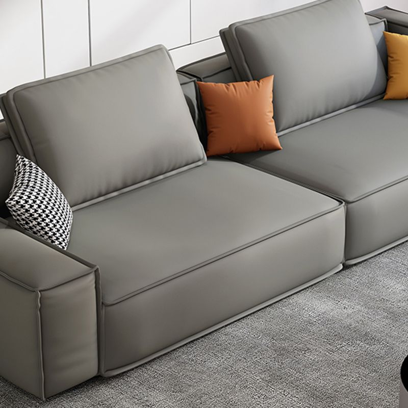 Faux Leather Living Room 3-seater Sofa Square Arm Standard Cushions Settee