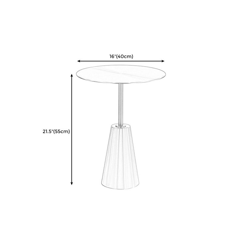 Contemporary Stainless Steel Round Side End Table with Metal Pedestal Leg