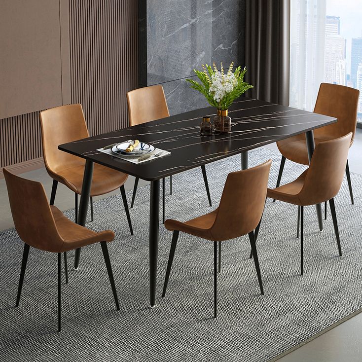 Industrial Style Sintered Stone Scratch Resistant Dining Table 4 Legs Base Table for Home