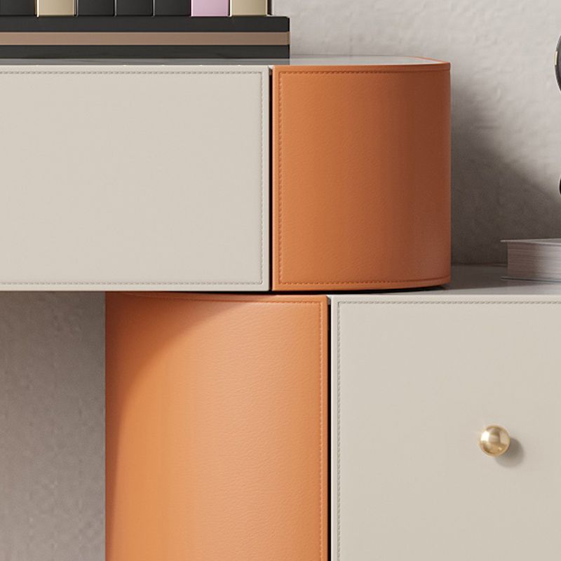 Glam Make-up Vanity with Drawers, Faux Leather Dressing Table