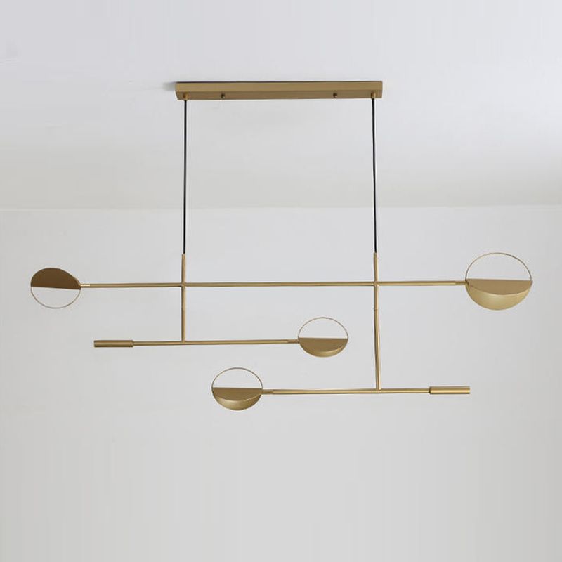 4-Light Golden/Black Island Lighting Modern Unique LED Ceiling Light for Dining Room