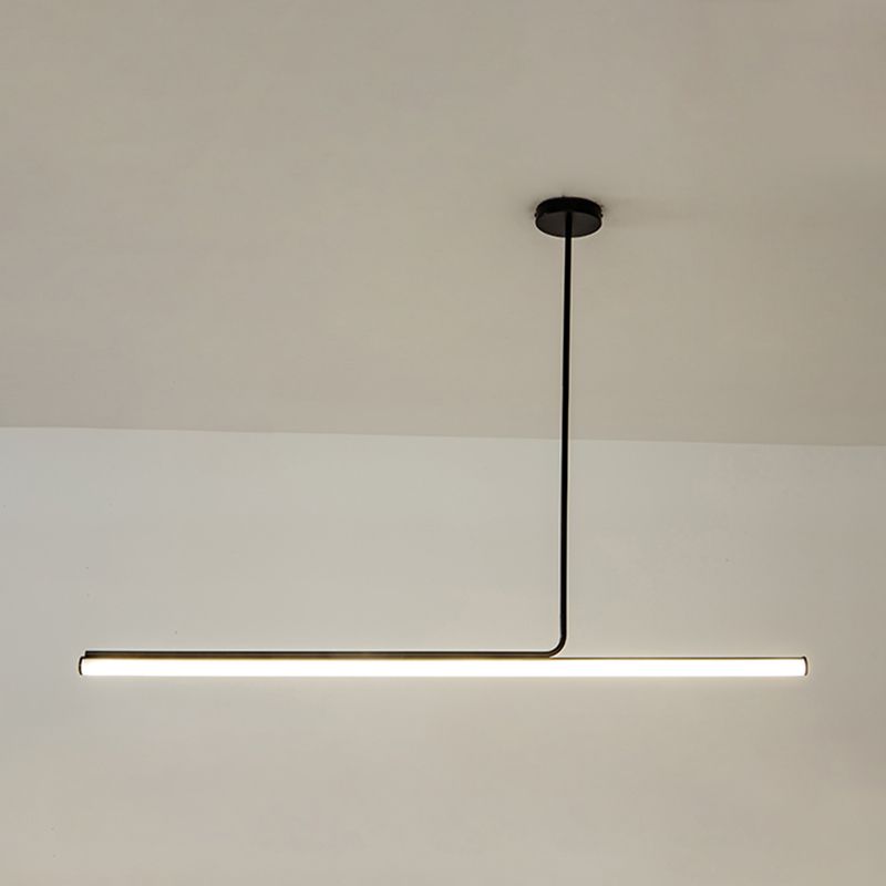 Modern Aluminum Pendant Lighting Linear Shape Hanging Light Fixtures in Black and White