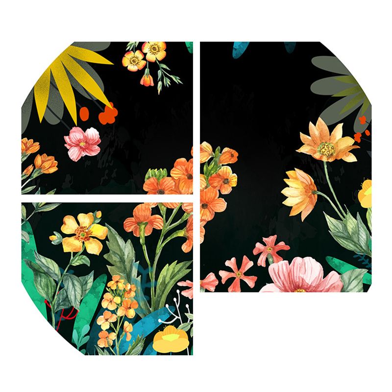 Contemporary Flower Rug Polyester Area Rug Washable Rug for Living Room