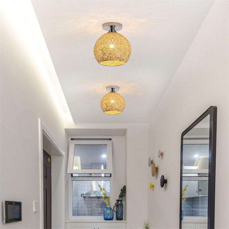 Polish Finish Flush Mount Lighting Contemporary Metal Ceiling Light for Foyer
