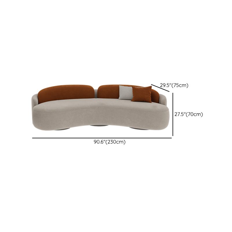 Curved Armless Seating Stain Resistant Sofa in Orange and Gray