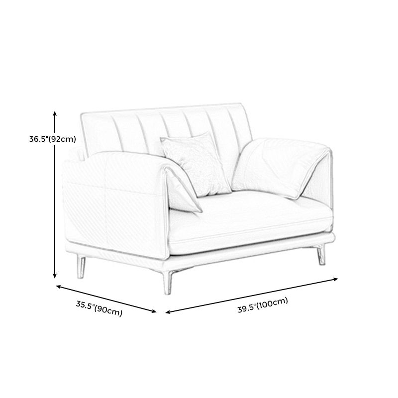 Stain-Resistant Faux Leather Sofa Cream Living Room Settee with Cushions