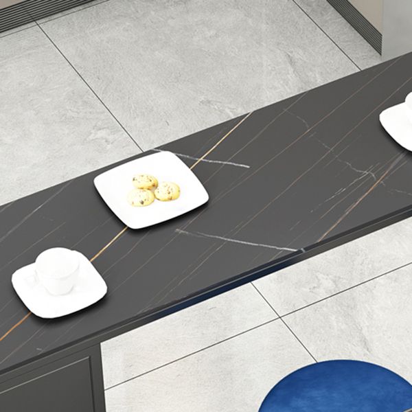 Rectangle Bar Height Pub Table Storage Shelf Sintered Stone Bistro Table