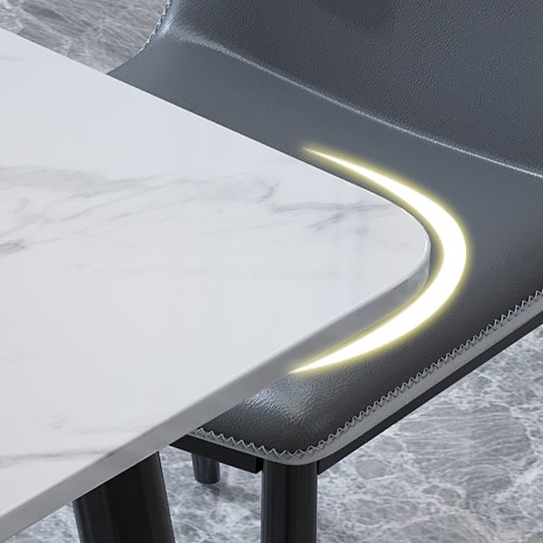 Square Industrial Dining Table White Tone Fixed Table with Sintered Stone