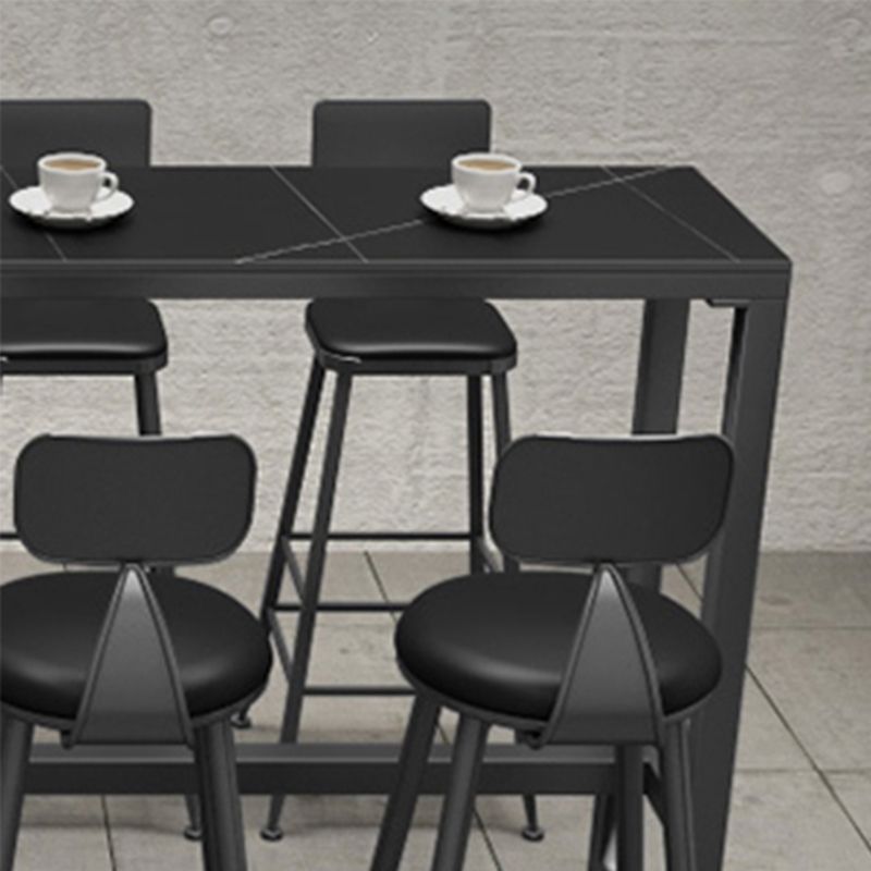 Black Bar Dining Table Sintered Stone Bar Height Cocktail Table with Metal Base