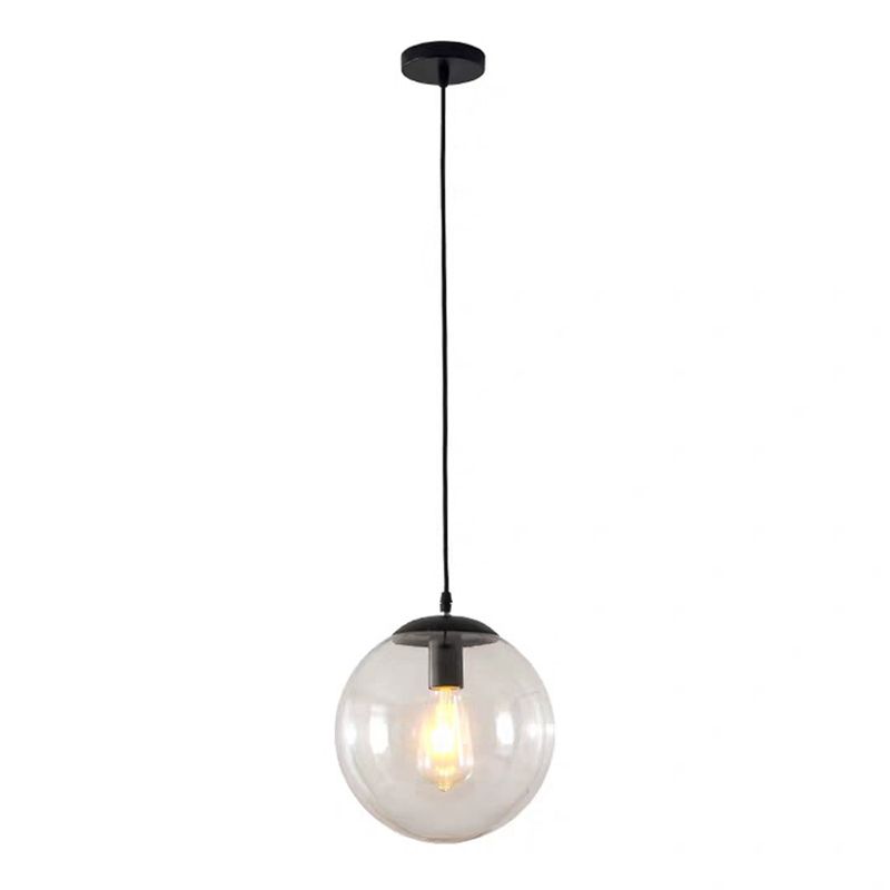 1 Light Round Hanging Ceiling Lights Industrial Style Glass Hanging Light Fixtures for Restaurant