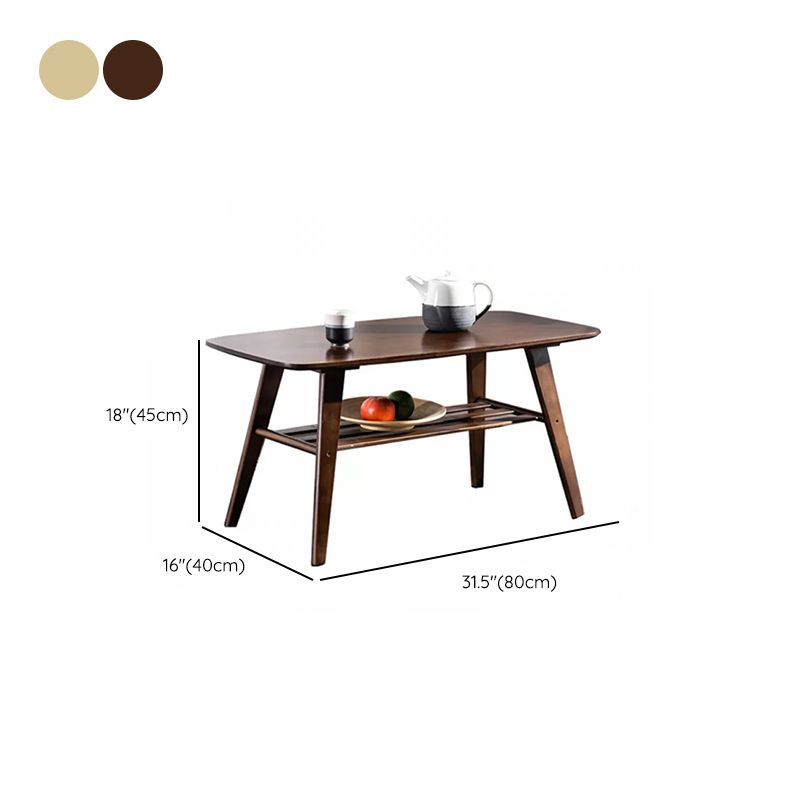 Contemporary Coffee Table 4 Legs Wooden Cocktail Table with Storage