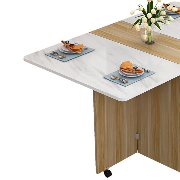 Manufactured Wood Mid-Century Modern Table Rectangle Wood Top Table with Drop Leaf