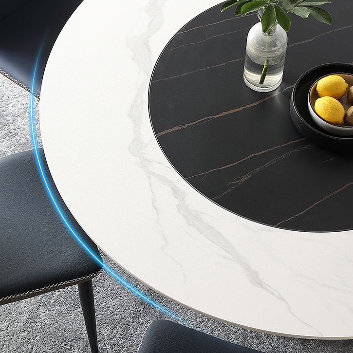 Contemporary Sintered Stone Round Table Set 1/4/7 Pieces Dining Set