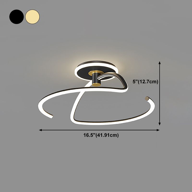 Moderner Stil Linearer Form Deckenlampe Metall 2 Licht Deckenleuchte für Esszimmer