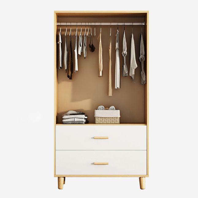 Contemporary Wardrobe Armoire Wooden Armoire with Doors and Legs