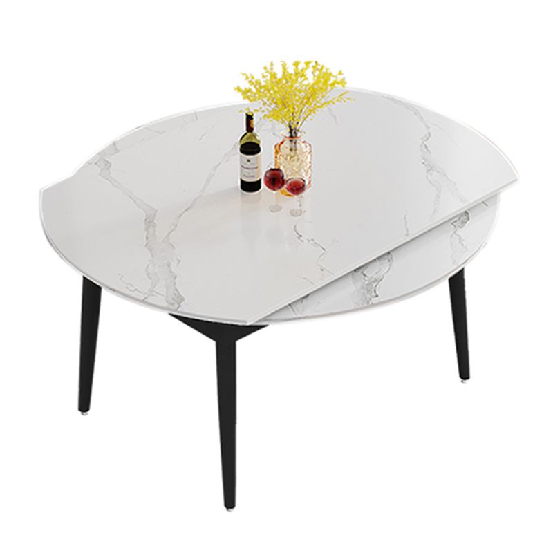 Modern Style Sintered Stone Dining Table Rectangle Table with Black Legs for Home