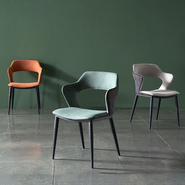 Contemporary Kitchen Chair Dining Open Back Arm Side Chairs with Metal Legs