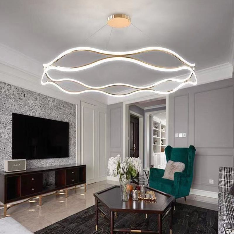 Unique Shape Chandelier Lamp Modern 2 Lights LED Hanging Light for Bedroom