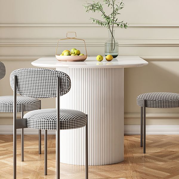Metal Contemporary Free Form Dining Table White Sintered Stone Table for Dining Room and Kitchen