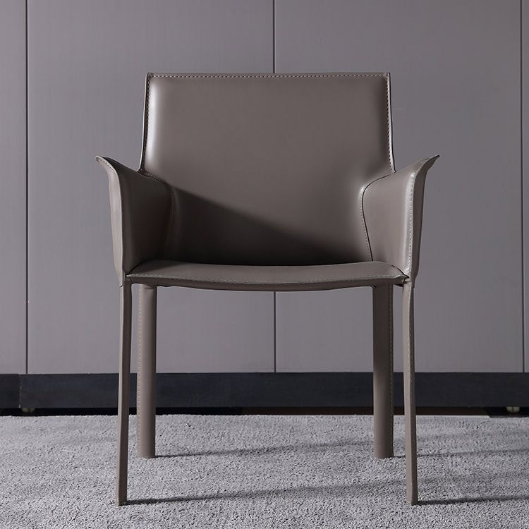 Contemporary Chair Faux Leather Solid Back Dining Room Chair for Indoor