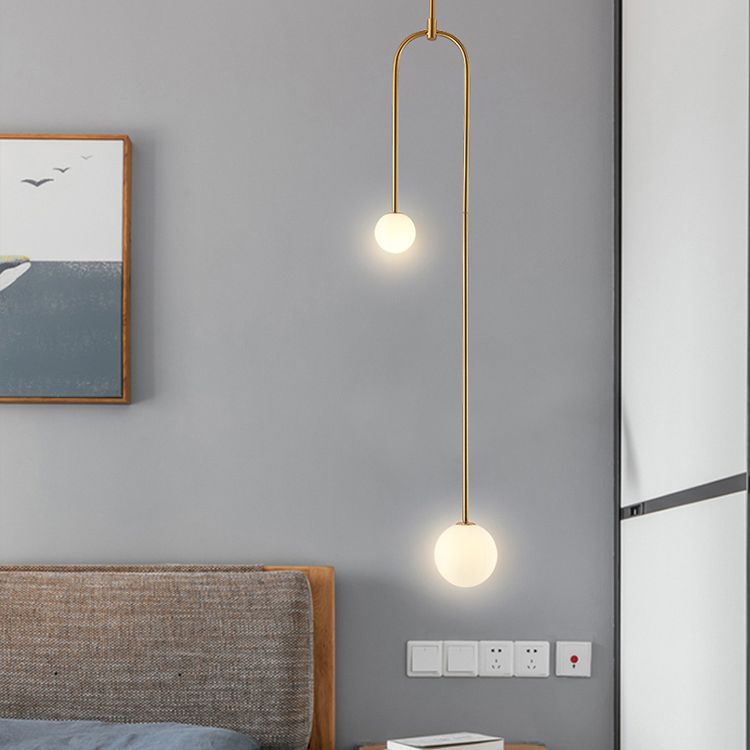 Glass Ball Shade Hanging Light Contemporary Pendent Lighting Fixture for Drawing Room