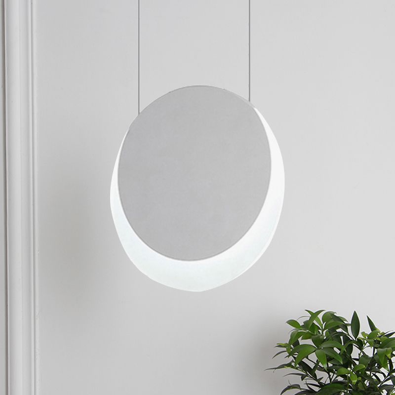 Luz de colgante LED simplicidad colgante de suspensión blanca con sombra acrílica de borde en forma de media luna con luz cálida/blanca, 6.5 "/8.5" W