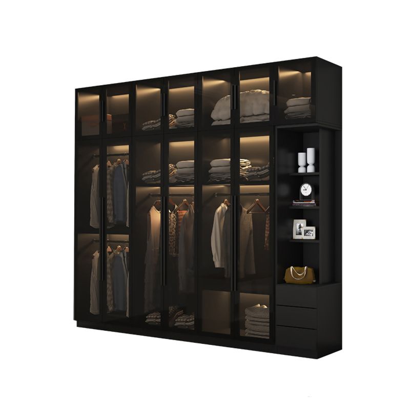 Modern Style Glass Wardrobe Black Colour Wardrobe Closet for Bedroom