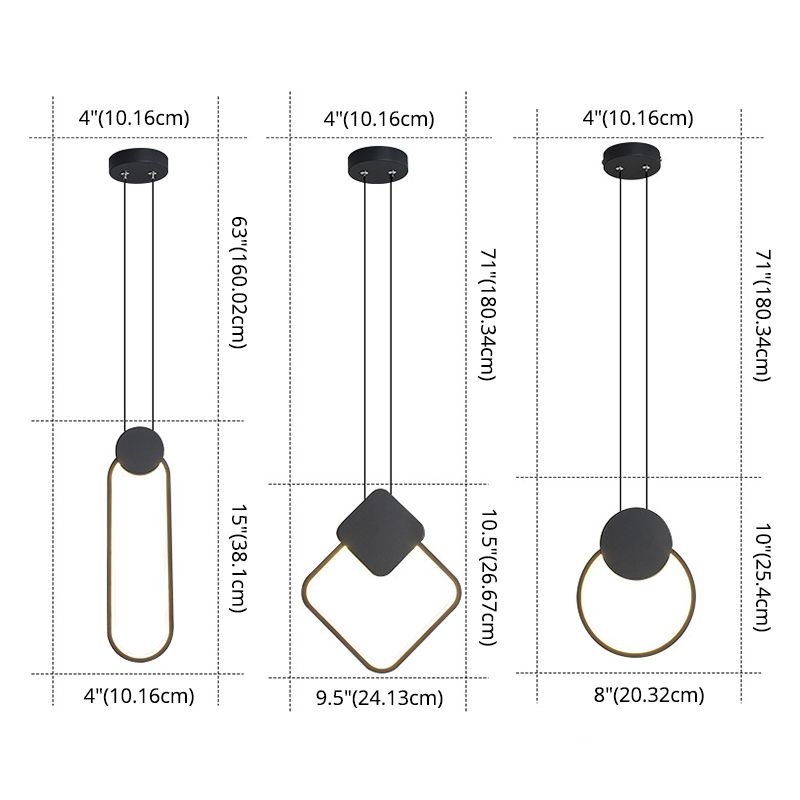 Metaal geometrisch plafond hanglamp moderne stijl led zwarte suspensie hanger licht